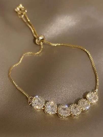 Andkiss Rhinestone Decor Bracelet, Suitable For Wedding Occasions Valentine's Day Accessories