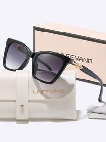 LINFEMAND Cat Eye Fashion Gradient Decorative Glasses, Unique Metal Rhinestone Accessories For Women, Suitable For Parties, Celebrations And Festivals - Multicolor - View 2