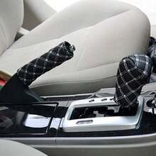 2 piezas Juego de palanca de freno de mano con línea roja, se adapta a cualquier automóvil