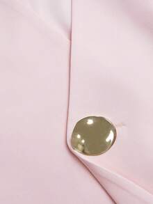 女士优雅时尚金属纽扣西装外套喇叭裤套装，适合日常、约会、通勤、办公等场合。 - 粉色 - 查看 8