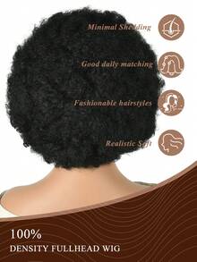 Parrucca afro corta e soffice riccioluta, parrucca sintetica resistente al calore senza adesivo, adatta per cosplay, feste, uso quotidiano, vacOgnissantiloween, costumi, balli in ma vendita diretta di fabbrica