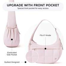 Nylon Shoulder Bag For Women, Large Quilted Crescent Bag, Triple Zip Pocket Small Puffer Bag For Travel / Fitness, Fashion Lightweight Tote Bag Traveling Hiking Casual Daypack Unisex - Multicolor - View 8