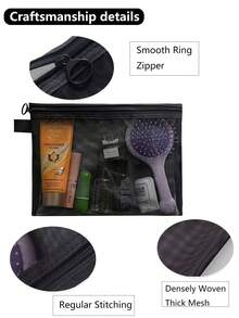 1PC Makeup Storage Bag, Transparent Mesh Cosmetic Storage Bag,Portable, For Travel Storage,Office & School Supplies,Back To School Christmas For Holiday Gift Giving,Boho Vibes