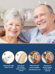 2 件隐形降噪放大器，适用于轻度听力损失的成人和老年人 - 可充电移动助听器，配有舒适的硅胶耳罩， - 均碼 - 查看 6