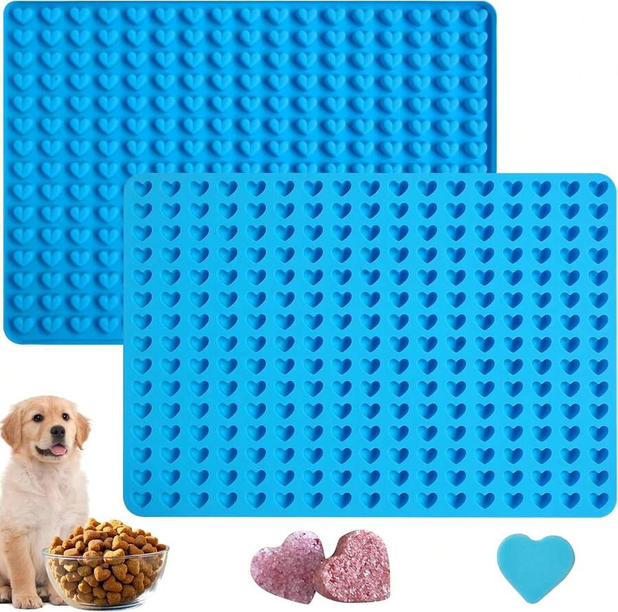 2Pcs Mini Heart Silicone Mold For Dog Treats, 255-Cavity Semi Sphere Guy Candy Molds For Ganache Jelly Caramels Cookies,24533506 - 芥末黃 - 查看 1