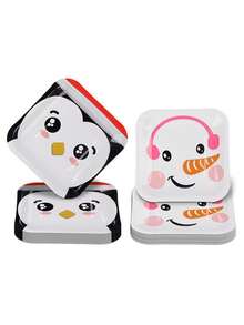 Juego de vajilla desechable con platos cuadrados de papel con tema de expresión de hombre viejo de dibujos animados de Navidad para decoración de fiestas y reuniones