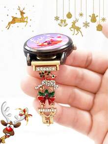 1pc Christmas Element Smart Watch Band, Fits 20mm/22mm Watch Straps Compatible With Samsung Galaxy Watch, Garmin, Amazfit, Etc. Also Compatible With Apple Watch Series 10/9/8/7/6/SE/5/4/3/2/1 38/40/41/42/44/45/46/49mm. Christmas Bell, Reindeer, Santa Claus Decoration, Fashionable Smart Watch Accessory - Adjustable Length (Band Only, Watch Not Included) - Multicolor - View 10