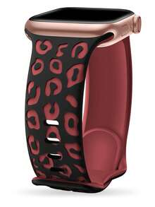 1pc Fashionable Leopard Dual-Tone Engraved Silicone Band Compatible With Apple Watch Band Strap 38mm 40mm 41mm 42mm 44mm 45mm 49mm (S10 42)Mm (S10 46)Mm For Women And Men,Cheetah Waterproof Sport Silicone Wristbands Replacement Strap Compatible With Iwatch Series 11 Ultra3 Ultra 2 SE3 S10 SE2 9 8 7 SE 6 5 4 3 2 1 ,Thanksgiving, Mother's Day, Valentine's Day Gifts