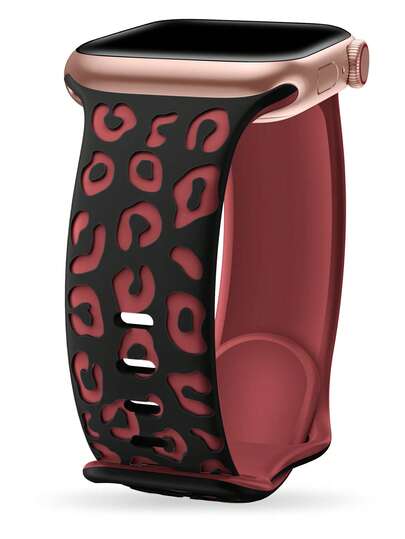 1pc Fashionable Leopard Dual-Tone Engraved Silicone Band Compatible With Apple Watch Band Strap 38mm 40mm 41mm 42mm 44mm 45mm 49mm (S10 42)Mm (S10 46)Mm For Women And Men,Cheetah Waterproof Sport Silicone Wristbands Replacement Strap Compatible With Iwatch Series 11 Ultra3 Ultra 2 SE3 S10 SE2 9 8 7 SE 6 5 4 3 2 1 ,Thanksgiving, Mother's Day, Valentine's Day Gifts