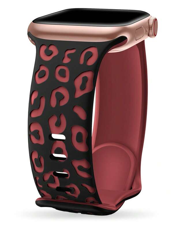 1 szt. Modny, dwukolorowy, grawerowany silikonowy pasek w panterkę, kompatybilny z paskiem do zegarka o szerokości 38 mm, 40 mm, 41 mm, 42 mm, 44 mm, 45 mm, 49 mm (S10 42) mm (S10 46) mm, dla kobiet i mężczyzn, wodoodporny silikonowy pasek sportowy Cheetah, zamienny pasek kompatybilny z serią 11 Ultra3 Ultra 2 SE3 S10 SE2 9 8 7 SE 6 5 4 3 2 1, prezenty na Święto Dziękczynienia, Dzień Matki, Walentynki