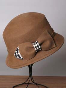 1 peça chapéu de balde de lã com decoração de borboleta, novo, outono/inverno, moderno e elegante, versátil, favorece rostos pequenos, estilo britânico, presente de luxo