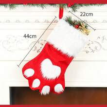 Confezione da 1 – Calzini natalizi con zampe di cane – Decorazioni per l'albero di Natale – Perfette per decorazioni natalizie e per le feste – 44 cm x 22 cm - Rosso - Visualizzare 4