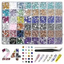 2Mm-6Mm Resin Rhinestones Kit For Crafting Bedazzling With Tweezers Pickup Pen, Flat Back Mixed Color AB Glitter Crystal Diamond Gems For DIY Crafts Nail Art Shoes Bags Caps Clothes Fabric,Non-Hotfix - 24_顏色 - 查看 1