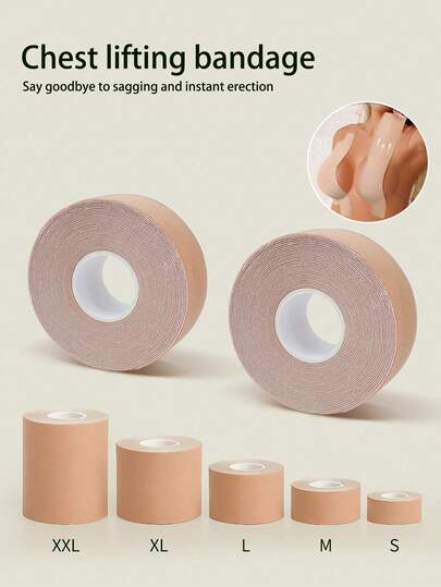 1 Roll Chest Lifting Strap, 5m Fabric Strap Bra For Women, Adhesive Invisible Bra, Breathable Elastic Fabric, A-G Cup Self-Adhesive Bra Strap