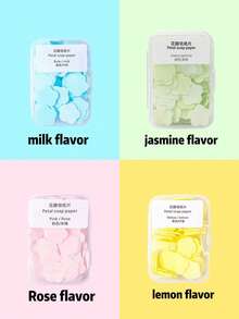 1 Pack Portable Disposable Petal Soap Papers, Mini Antibacterial Scented Soap Sheets, 4 Plant-Derived Fragrances, Rich Lather For Convenient Cleansing