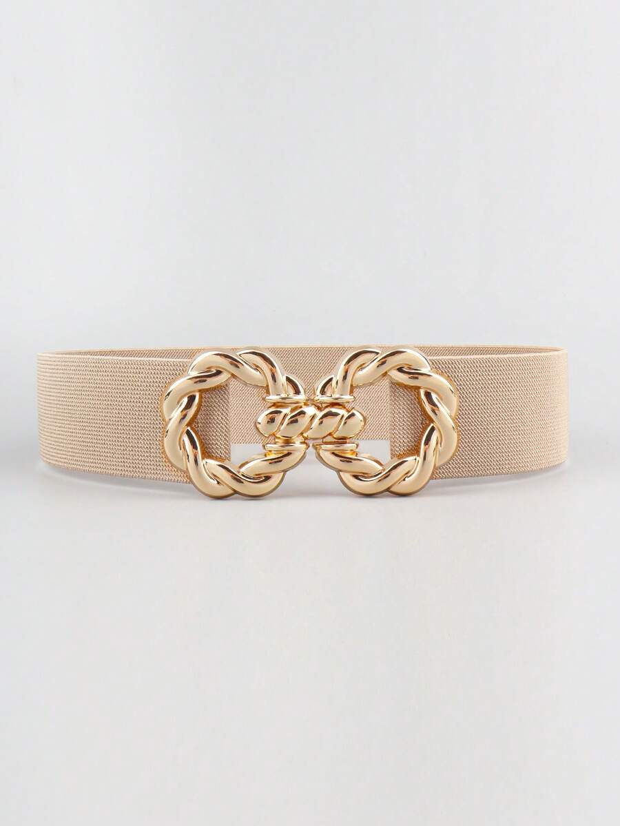 1pc Fashion Metal Buckle Elastic Waist Belt, Decorative For Dresses, Shirts