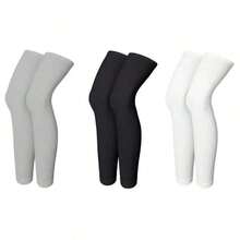 1 Pair Men'S Sports Compression Leg Sleeves, Breathable Cooling Ice Fabric, Solid Color, Machine Washable, Suitable For Cycling, Hiking, Basketball, Football - Summer Outdoor Sports Gear