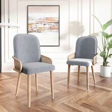 Esszimmertisch- und Stuhlset, Esstisch und 4 Stühle, Esstisch mit Stauraum, Tischplatte aus gehärtetem Glas, Samt-Esszimmerstühle, Esszimmerstühle mit Rückenlehne, Rattan-Design, Grau