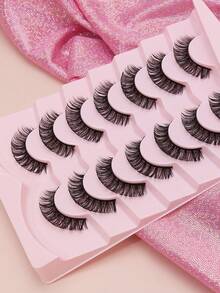 7 Paar D-Curl Wimpern, natürlich flauschig, handgefertigt, Wimpernverlängerung für tägliches Dating, Mode und beliebtes Make-up, Schönheitswerkzeuge, dramatisch 3D, Hochzeit, Party, natürlich schlank, Länge für Club, tägliche Arbeitstreffen, natürliche Kunstwimpern, angenehm zu tragen, gekreuzt