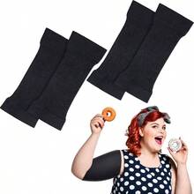 2 Pairs Arm Shapers Plus Size Women, Upper Arm Sleeves Wraps Slim Arm Compression Sleeve Arms - 黑色 + 大號(2 件裝) - 查看 2