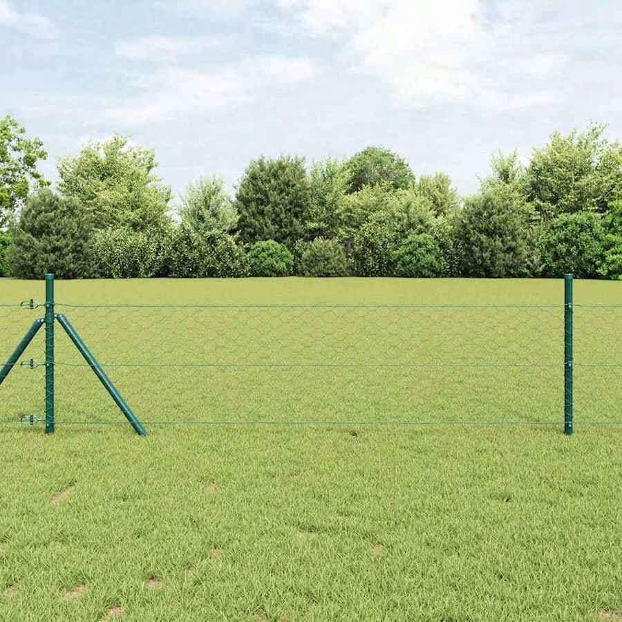 Zaun mit Pfosten Grün 0,8 x 10 m PVC-beschichteter Stahl-XY956473