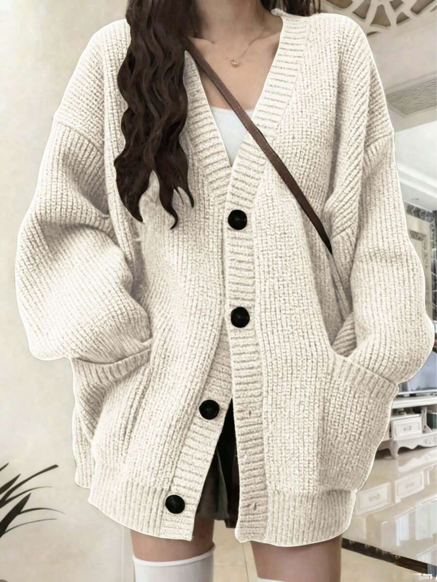 Women's Fashion Elegant Knitted Cardigan Sweater, New Autumn/Winter Collection - Beige - View 1