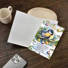 1pc "Bird New Year Cheer" Greeting Card With Envelope - Festive Bird & Ornaments Theme Card For New Year Greetings, Expressing Heartfelt New Year Cheers, Perfect For Pals & Nature Enthusiasts, New Year Keepsake Gift - Multicolor - View 7