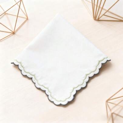 1 Piece Embroidered Napkins Cloth Small Wavy Edge 38*38cm/15*15inch Alternative To Paper ​​Award Ceremonies​​ Toddler Playdate Party ​Bridal Shower ​Engagement Exhibit Display Business Dinner Afternoon Tea Family Reunion Dinner
