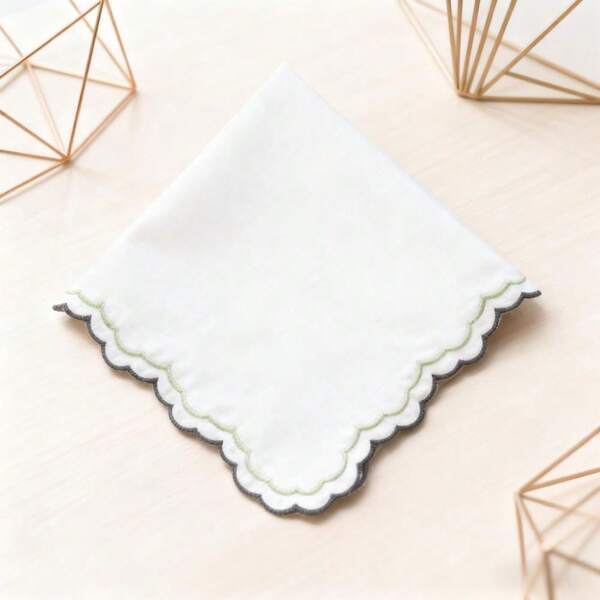 1 Piece Embroidered Napkins Cloth Small Wavy Edge 38*38cm/15*15inch Alternative To Paper ​​Award Ceremonies​​ Toddler Playdate Party ​Bridal Shower ​Engagement Exhibit Display Business Dinner Afternoon Tea Family Reunion Dinner