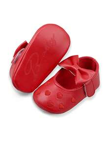 1 par de zapatos planos suaves y antideslizantes para niños pequeños y bebés, de moda y elegantes, para primavera/otoño - Rojo - Ver 4