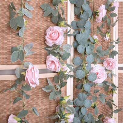 1pc/2pcs/4pcs Eucalyptus Garlands,1 Pack 5.7ft Long Artificial Mixed Eucalyptus Leaves Vine,Greenery Garland Hanging Plants For Farmhouse Table Centerpiece Mantel Wedding Arch Christmas Decor,Room Decor,Home Decor,Kitchen Decor,Wedding Decor,Table Decoration,Centerpieces,Office Decor,Garden Decor,Outdoor Decor