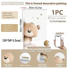 1幅帆布墙画，泰迪熊主题儿童房装饰画，中性色调泰迪熊偷窥主题，适合儿童房、卧室、家居装饰、秋冬家居装饰，可用于儿童房、托儿所、男孩/女孩派对卧室墙面背景、幼儿园教室装饰，防水材质，派对装饰礼品 - 彩色 - 查看 20