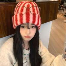 Women Beanie Hat - 黃粉紅色 - 查看 4