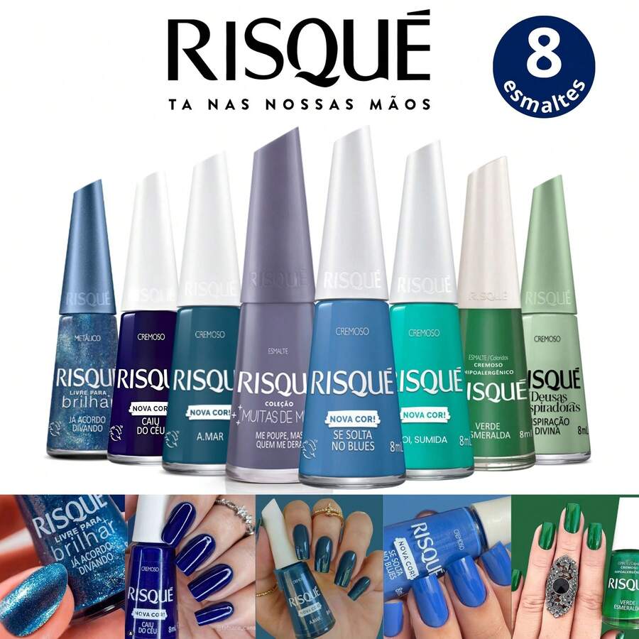 Kit Of 10 Risqué Nail Polishes In Various Shades Of Blue And Green Wholesale - 8 màu - Xem 1