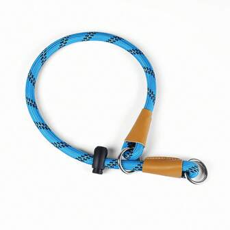 1 pieza Collar de perro reflectante de cuerda para entrenamiento, collar de cuerda redonda trenzada de nailon sin tirones con cierre rápido y tope ajustable para perros medianos y grandes