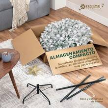 Árbol de Navidad de Lápiz de Nieve Plegable de 1.80m con 150 Luces LED, 8 Modos de Iluminación + Estrellas + 35 Bolas Plateadas (Nieve) - Nevado - Esferas Plateadas - Ver 8