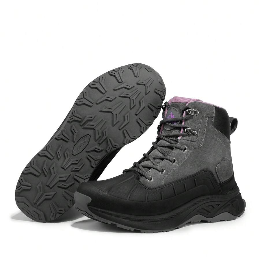 Women Hiking Boots Waterproof Outdoor Ankle Boots Camping Trail Trekking Hiking Boots Non-Slip Wear-Resistant Upper Boot Shoes - 深灰色 - 查看 1
