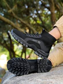 Outdoor Hiking Shoes, Wear-Resistant, Breathable High Top Hiking Boots, Men's And Women's Lightweight Off-Road Hunting Riding Shoes, Woven Work Boots, Motorcycle Shoes - Black - View 8