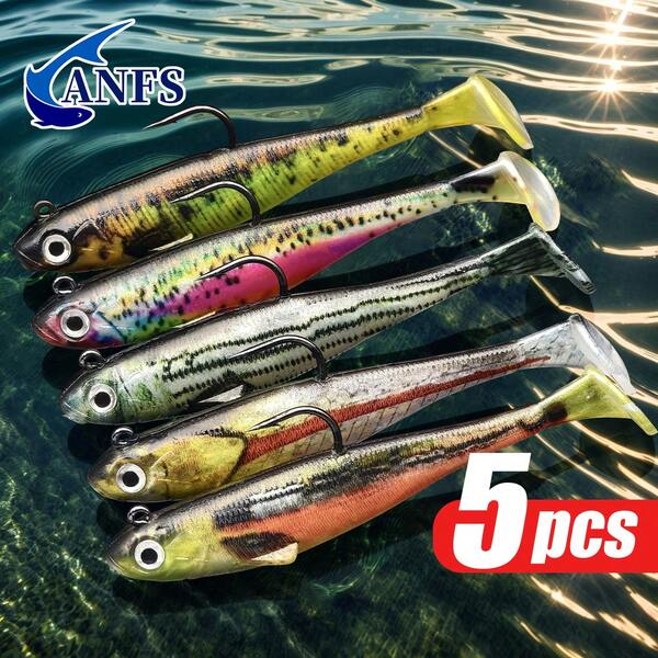 5 pezzi Set di esche morbide - Esche da pesca realistiche per pesca in acqua salata e dolce, regalo da pesca incredibile per pescatori
