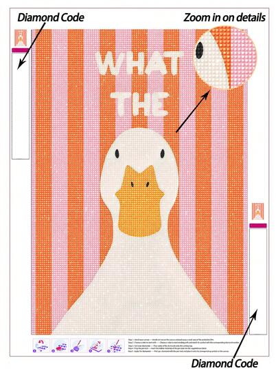 |5D DIY Diamond Painting| Cute Animal Art Diamond Painting Kits,Striped Background With Cute Confused Duck.Diamond Painting For Adults Poster Wall Decor, Home Decor Diamond Painting, Make Your Own Wall Art DIY, Enjoy The Fun Of Hands-On, The Best Gift For Friends