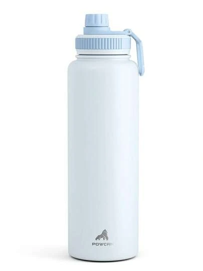 Botella de agua deportiva de acero inoxidable con aislamiento de 18/26/40 oz con tapas de pico y asa, jarra de agua de boca ancha con doble pared a prueba de fugas. Mantiene el frío durante 24 horas y el calor durante 12 horas.