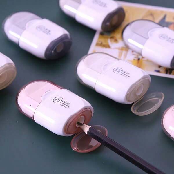 1pc Multi-Function Pencil Sharpener & Eraser 2-In-1 School Supplies Gift (Random Color)