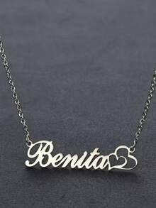 Custom Stainless Steel Necklace - Elegant And Sexy Style, Perfect Valentine's Day Gift, With Personalized Initials And Name, DIY Heart Pendant, Perfect For Party And Casual Wear, Personalized Jewelry - Multicolor - View 3