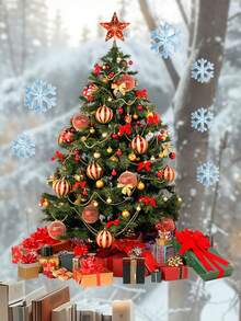 1pc Christmas Tree Glass Sticker, Holiday Home Decor, Window & Display Decoration, Party Accessory - Multicolor - View 8