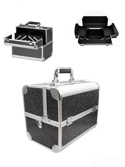 Neceser maletín cosmetiquera profesional belleza estuche portátil organizador maquillaje multiusos con compartimentos textil resistente ideal viajar transportar cosméticos accesorios estilismo