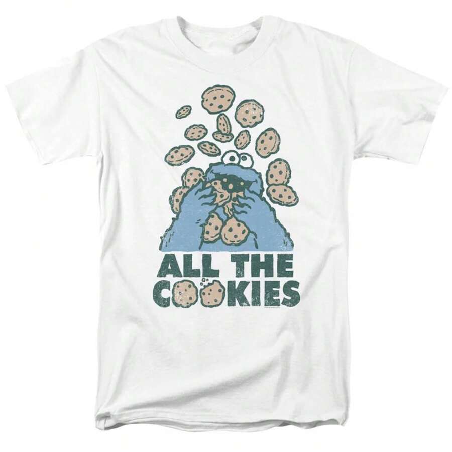 Cookie Monster All The Cookies Adult White Shirts - màu đen - Xem 1