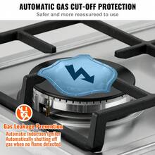 Cocina a gas   de 12 pulgadas, máx. 12250 BTU, 2 quemadores integrados de acero inoxidable, placa de gas natural convertible a GLP/GN con protección de termopar. - 12 pulgadas - Ver 4