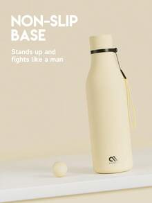 Meoky 17oz Frosted Sports Flask With Removable Strap – Cola-Shaped Stainless Steel Water Bottle, Leak-Proof Double-Wall Insulation, 12-Hour Cold Retention, Ideal For Gym, Travel, School & Outdoor Use - Beige - View 6