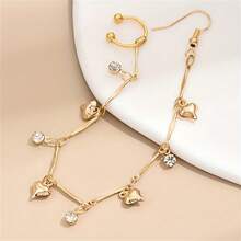 BMOR 1 Piece Exquisite Leaf Colorful Shiny Decor Long Chain Earrings Nose Ring Alloy Jewelry Creative Female Gift