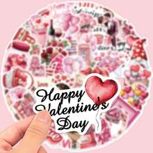 50pcs Matte Stickers - Valentine's Day Stickers Suitable For Asymmetrical Shaped Phone Cases, Laptops, Water Bottles, Scrapbooks, Diaries - Multicolor - View 4